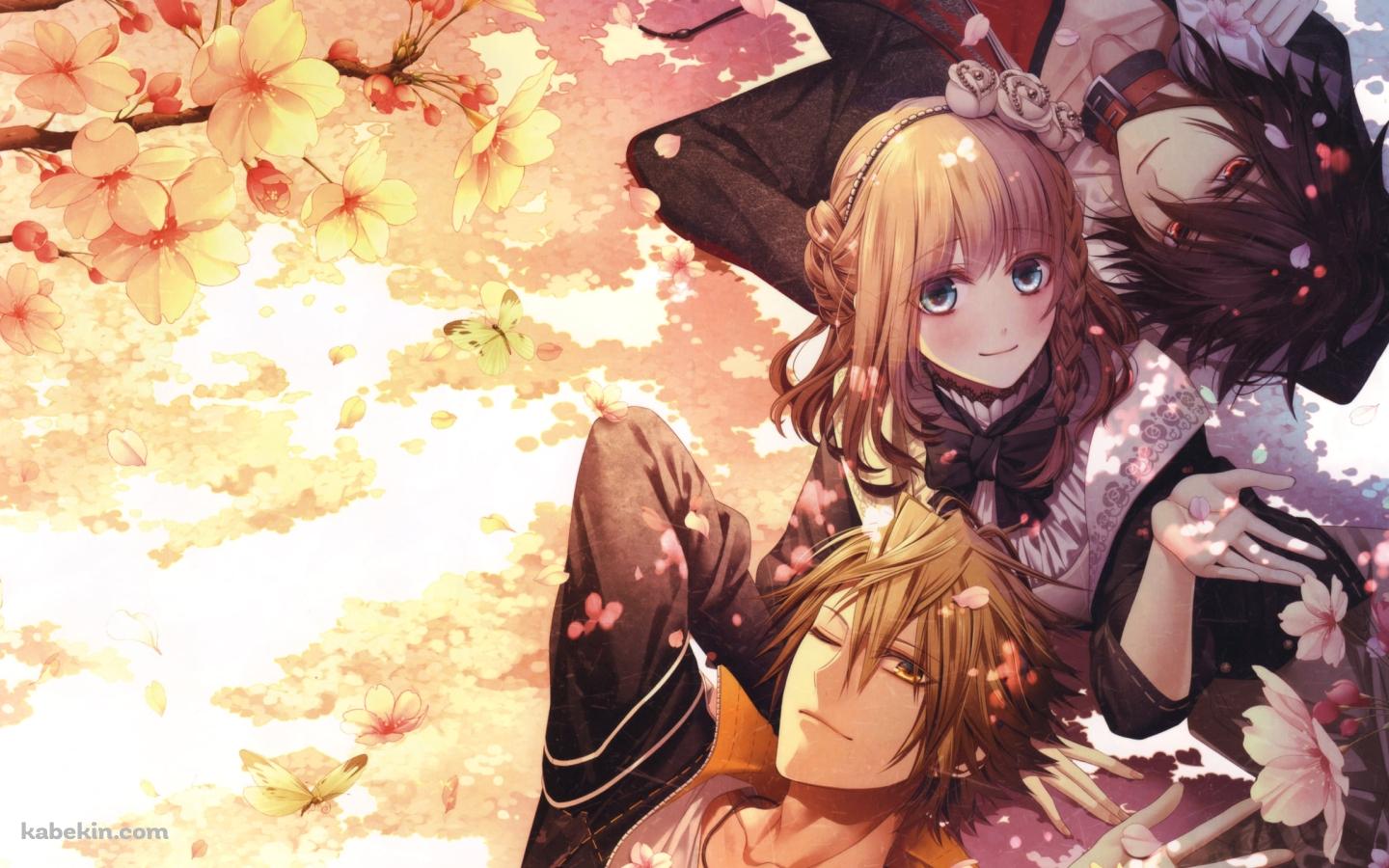 花見をする主人公とシンとトーマ / アムネシア / AMNESIA / 乙女ゲームの壁紙(1440px x 900px) 高画質 PC・デスクトップ用