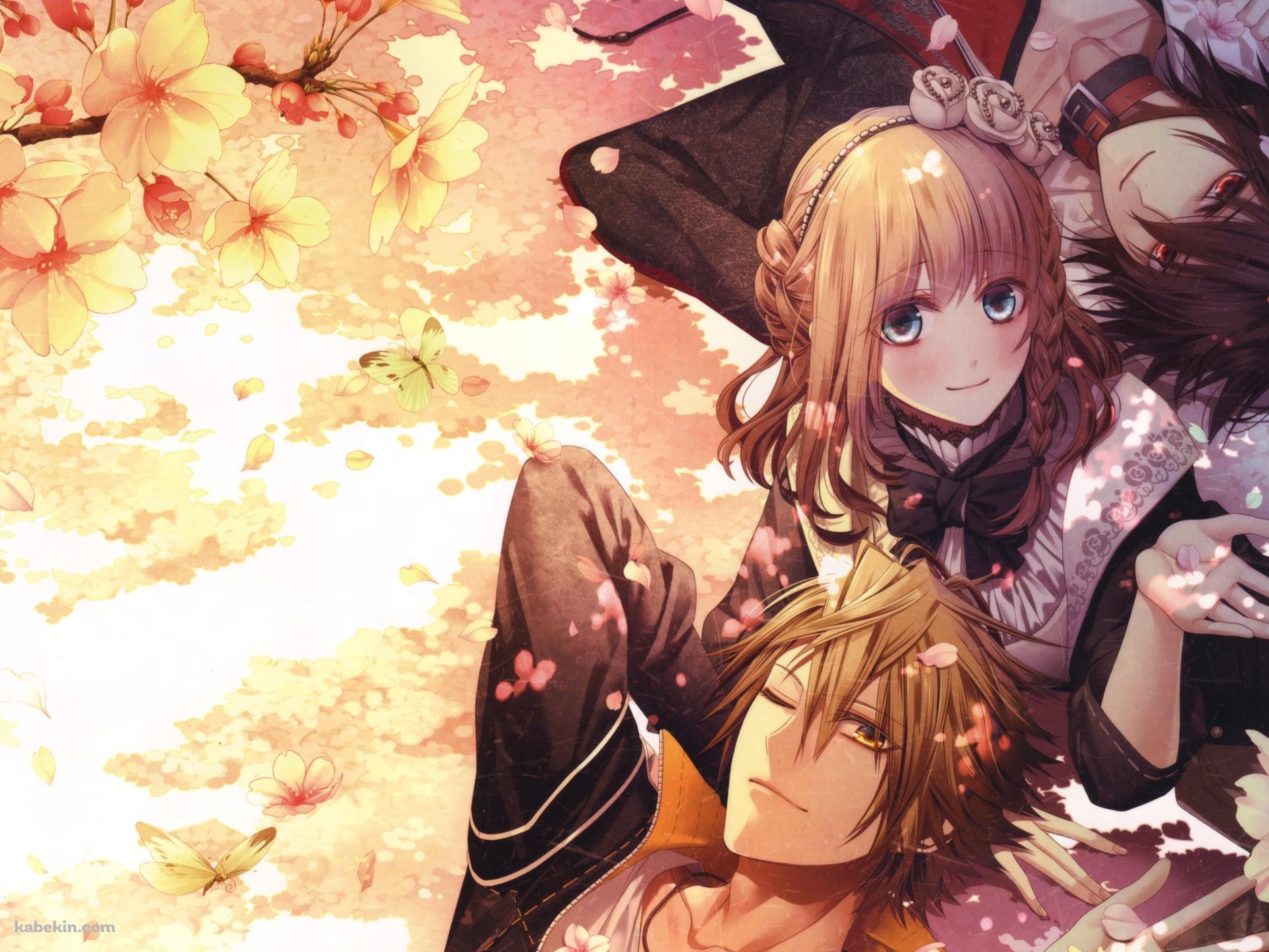 花見をする主人公とシンとトーマ / アムネシア / AMNESIA / 乙女ゲームの壁紙(1920px x 1440px) 高画質 PC・デスクトップ用