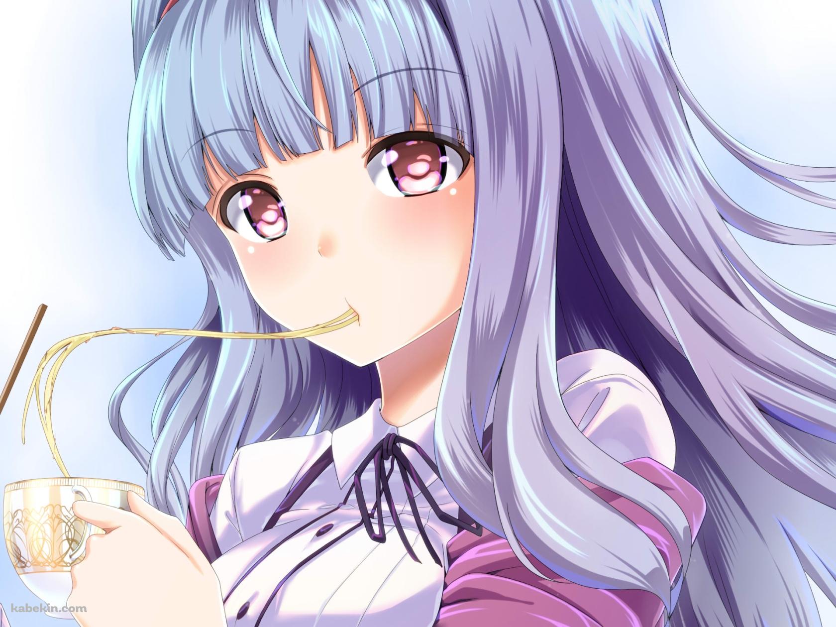 カップに入れた麺をすする四条貴音 / アイドルマスターの壁紙(1680px x 1260px) 高画質 PC・デスクトップ用