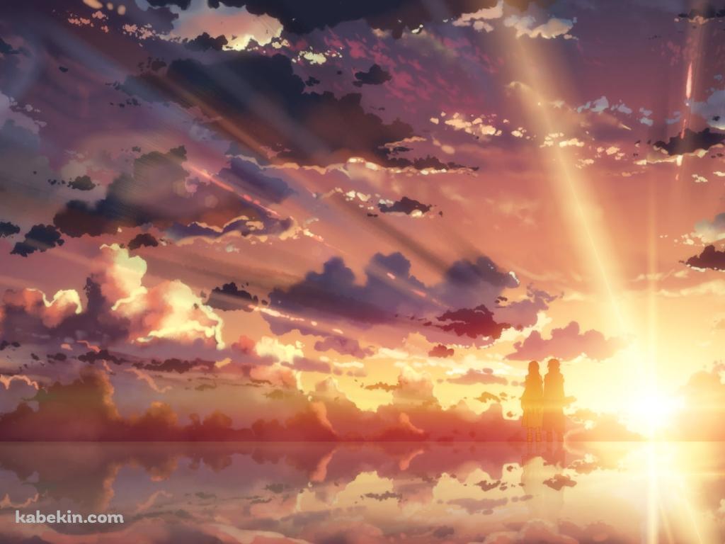 ウユニ湖に立ち夕陽を眺めるアスナとキリアス / SAO / ソードアートオンラインの壁紙(1024px x 768px) 高画質 PC・デスクトップ用