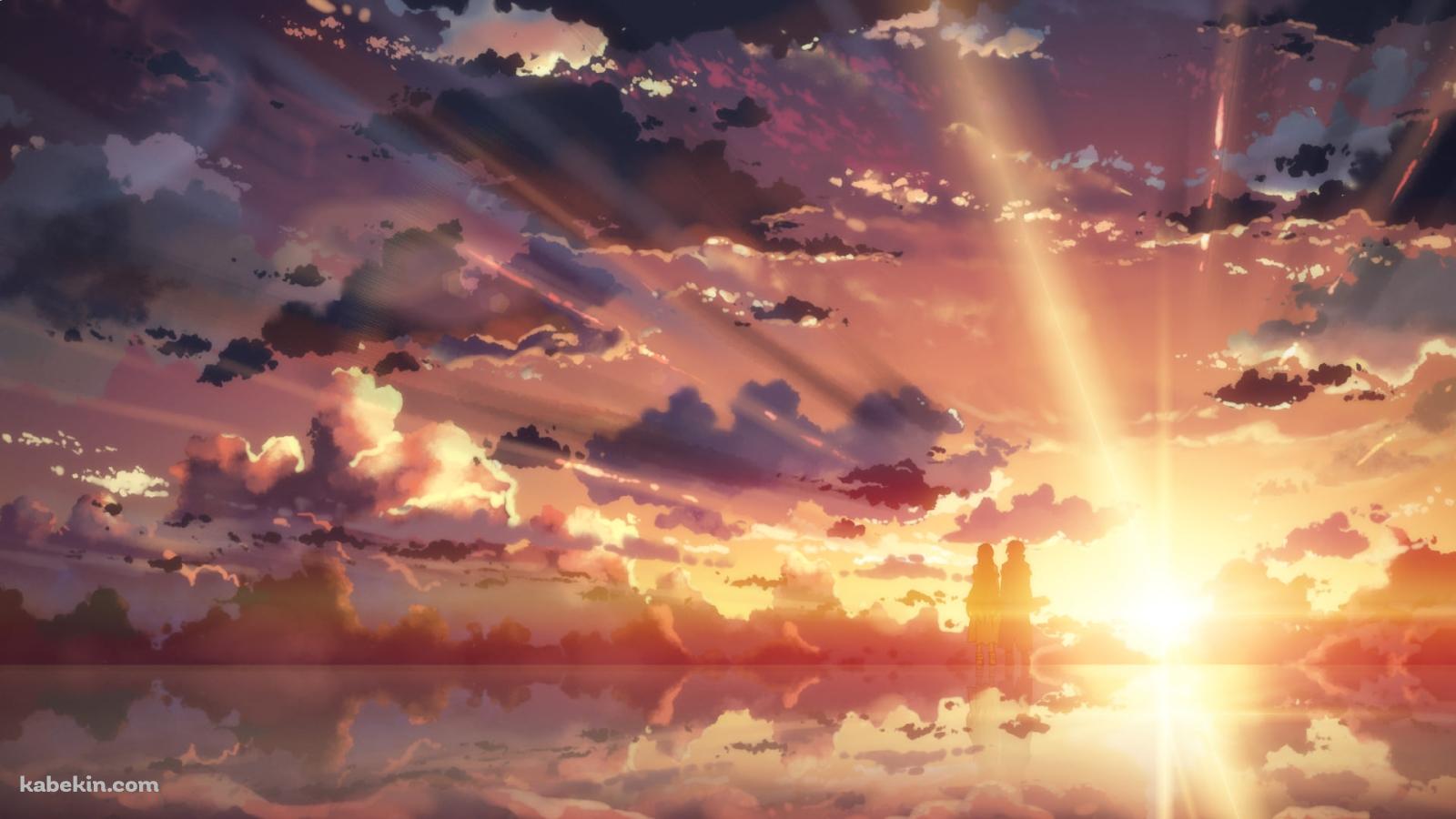 ウユニ湖に立ち夕陽を眺めるアスナとキリアス / SAO / ソードアートオンラインの壁紙(1600px x 900px) 高画質 PC・デスクトップ用
