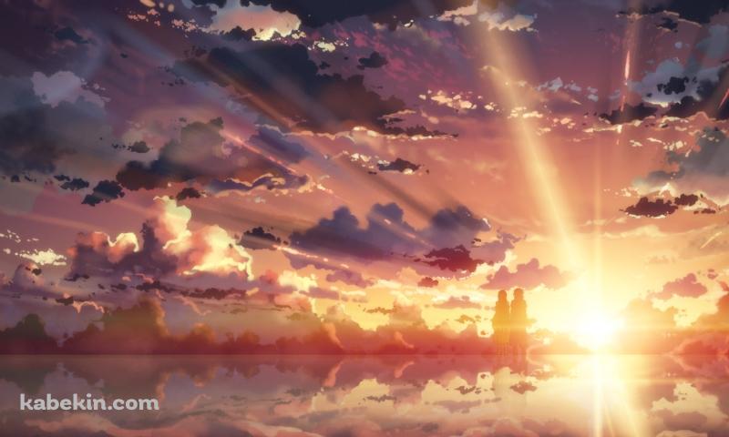 ウユニ湖に立ち夕陽を眺めるアスナとキリアス / SAO / ソードアートオンラインの壁紙(800px x 480px) 高画質 PC・デスクトップ用
