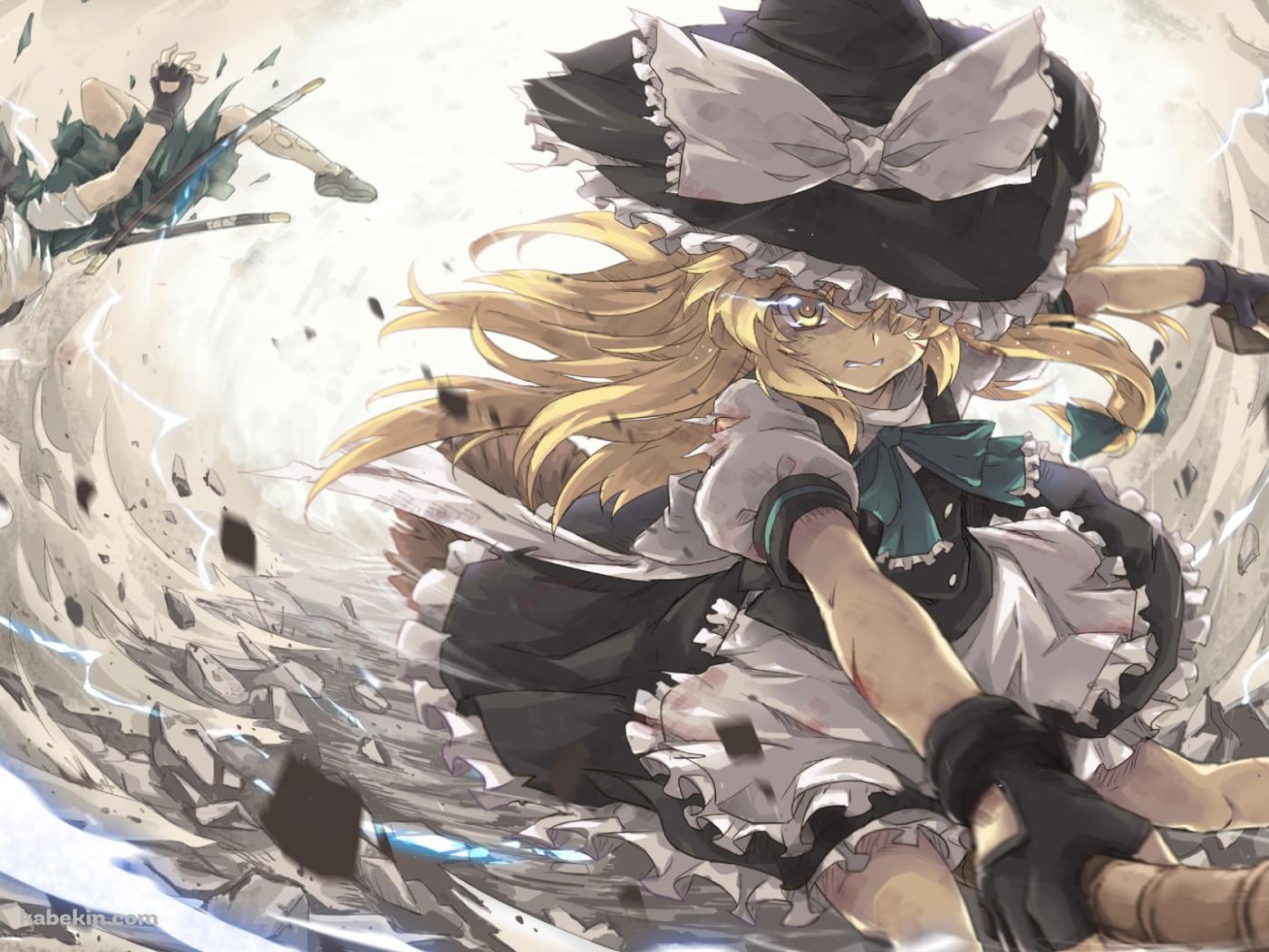 魂魄妖夢を蹴散らす霧雨魔理沙 / 東方の壁紙(1400px x 1050px) 高画質 PC・デスクトップ用