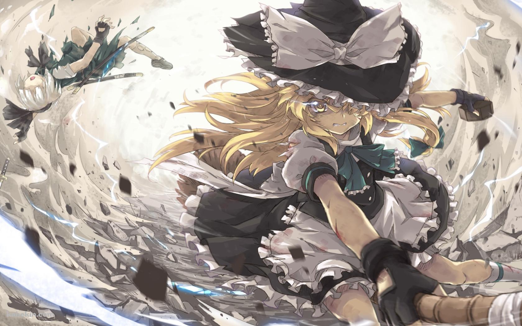 魂魄妖夢を蹴散らす霧雨魔理沙 / 東方の壁紙(1680px x 1050px) 高画質 PC・デスクトップ用