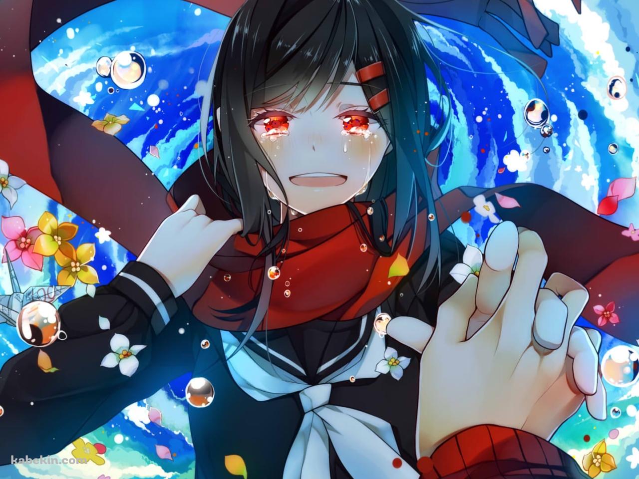 泣きながら如月シンタローの手をつかむ楯山文乃 / メカクシティアクターズの壁紙(1280px x 960px) 高画質 PC・デスクトップ用