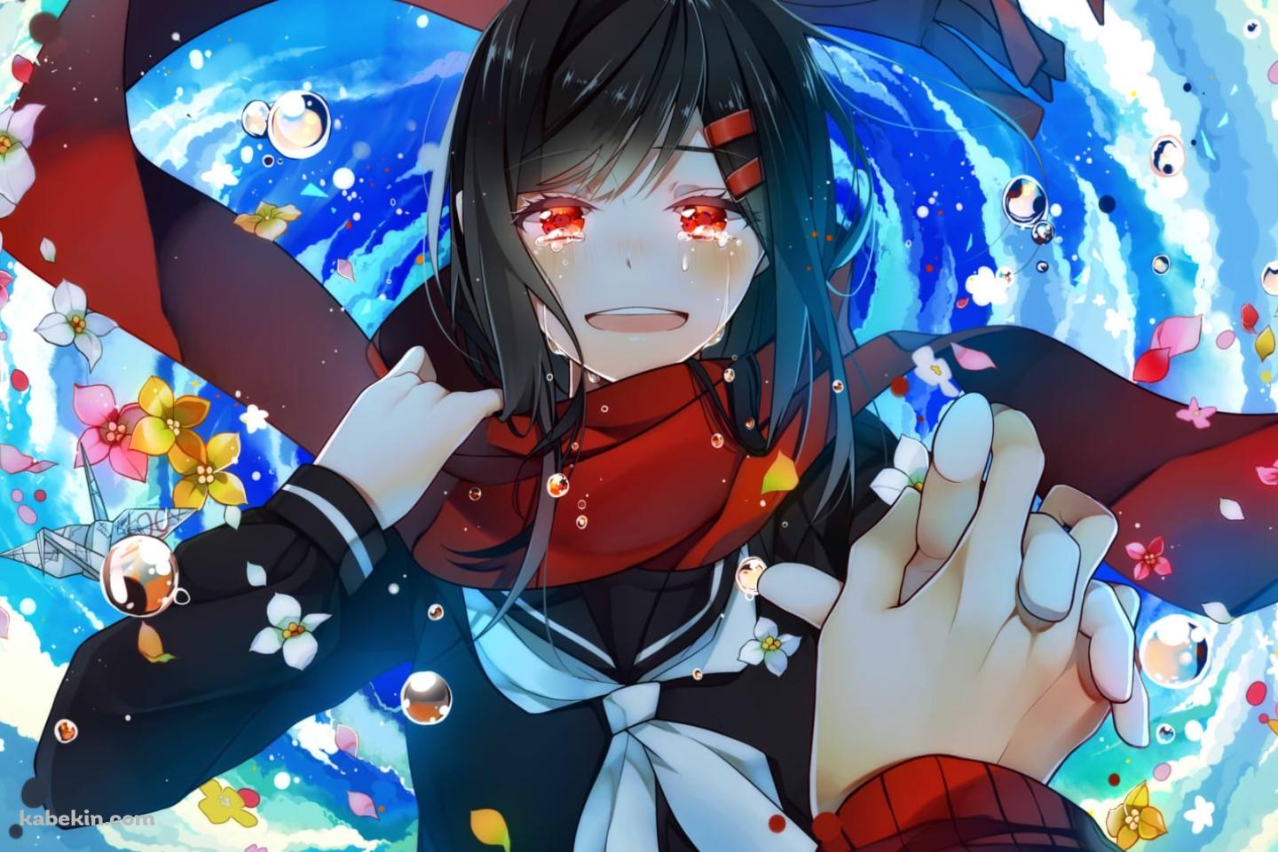 泣きながら如月シンタローの手をつかむ楯山文乃 / メカクシティアクターズの壁紙(1440px x 960px) 高画質 PC・デスクトップ用