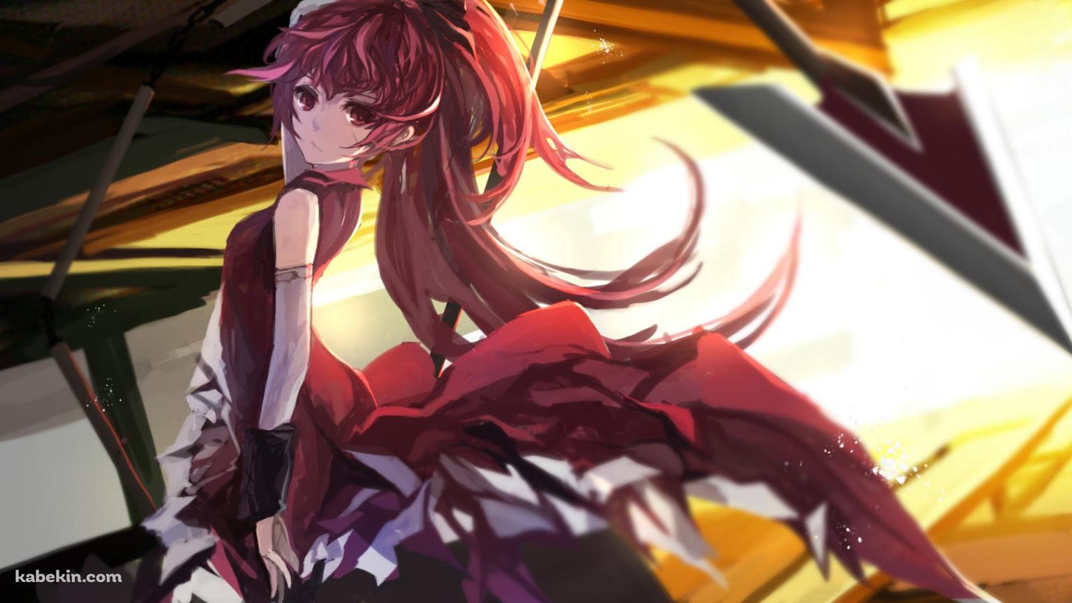 赤い瞳でこちらを見つめる佐倉杏子 / 仕込み槍 / 魔法少女まどか☆マギカの壁紙(1536px x 864px) 高画質 PC・デスクトップ用