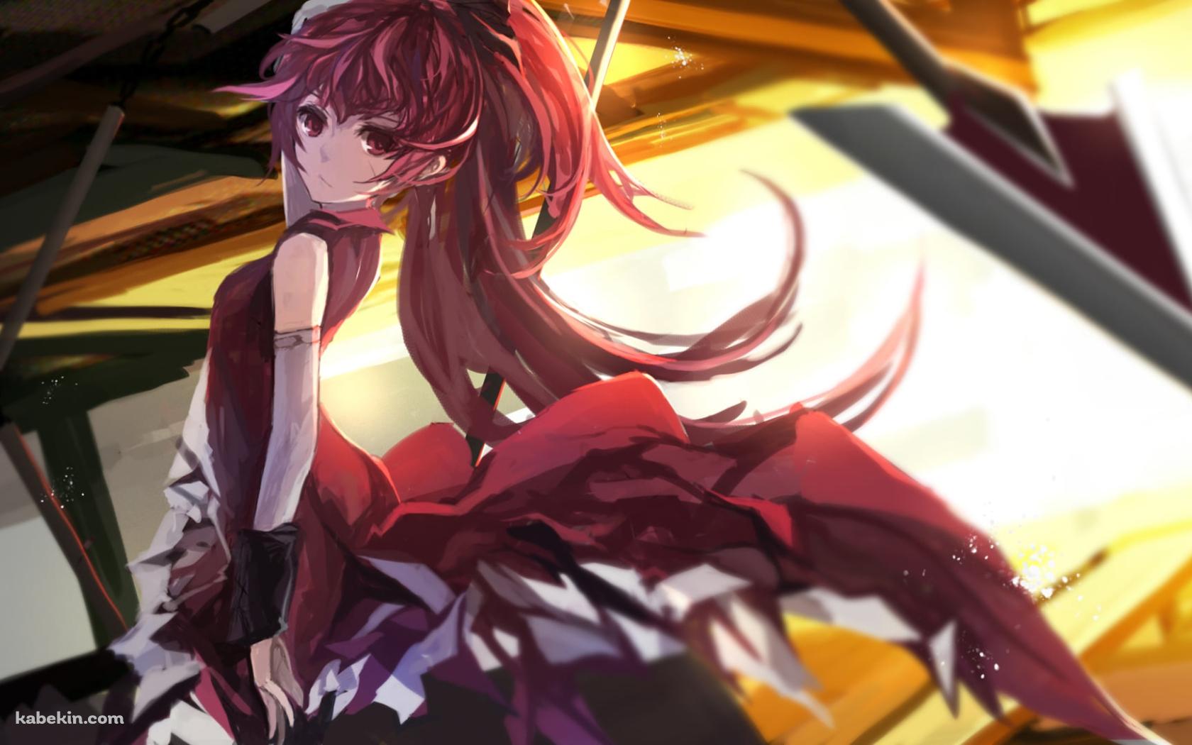 赤い瞳でこちらを見つめる佐倉杏子 / 仕込み槍 / 魔法少女まどか☆マギカの壁紙(1680px x 1050px) 高画質 PC・デスクトップ用