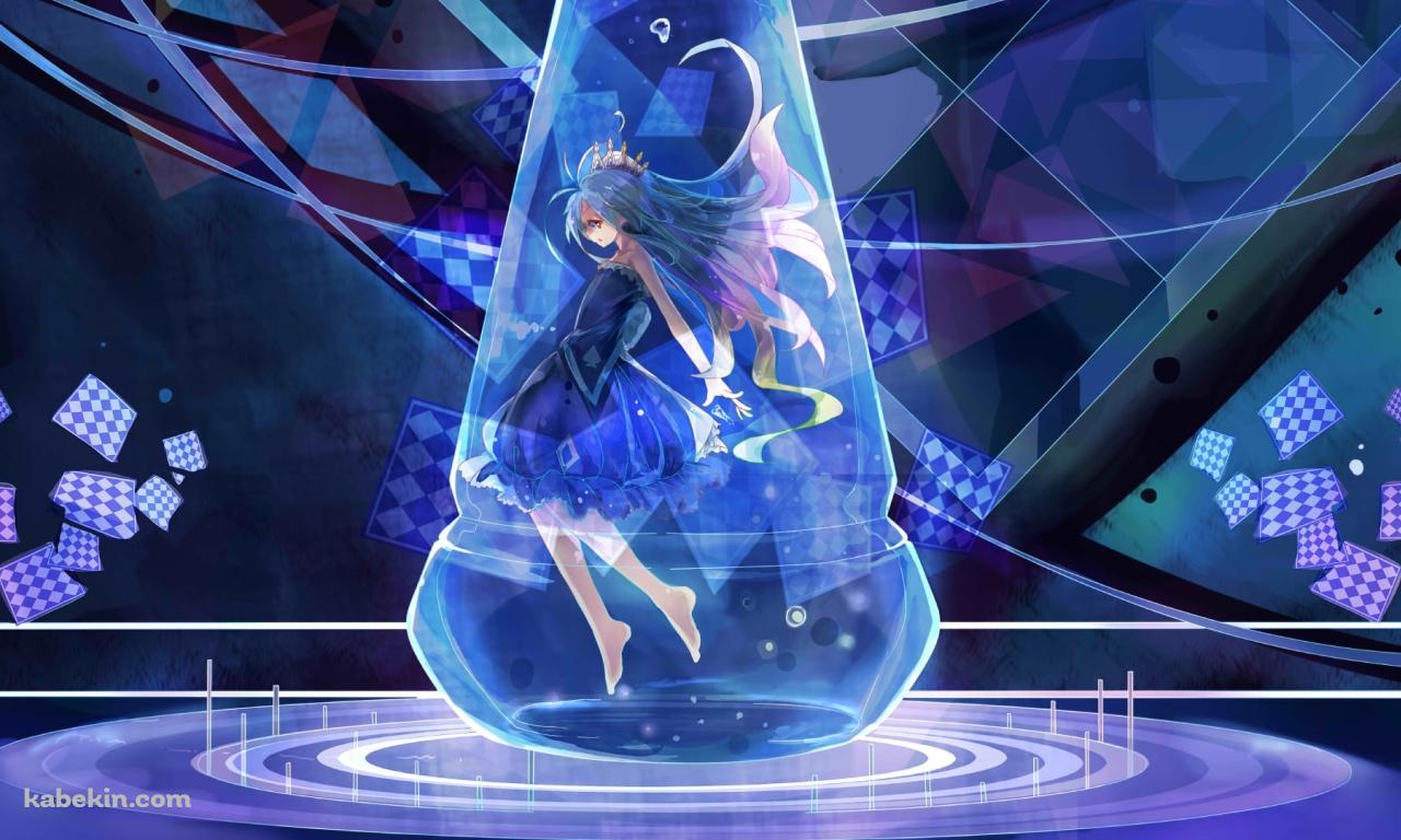 瓶に入った青いドレスを着た白 / ノーゲーム・ノーライフの壁紙(1280px x 768px) 高画質 PC・デスクトップ用