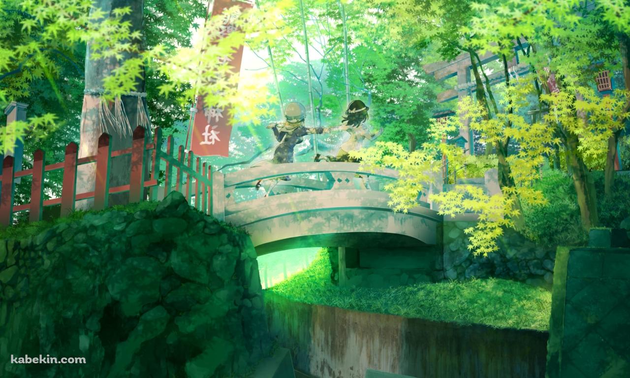 石の橋を渡る宇佐見蓮子とマエリベリー・ハーン / 東方の壁紙(1280px x 768px) 高画質 PC・デスクトップ用