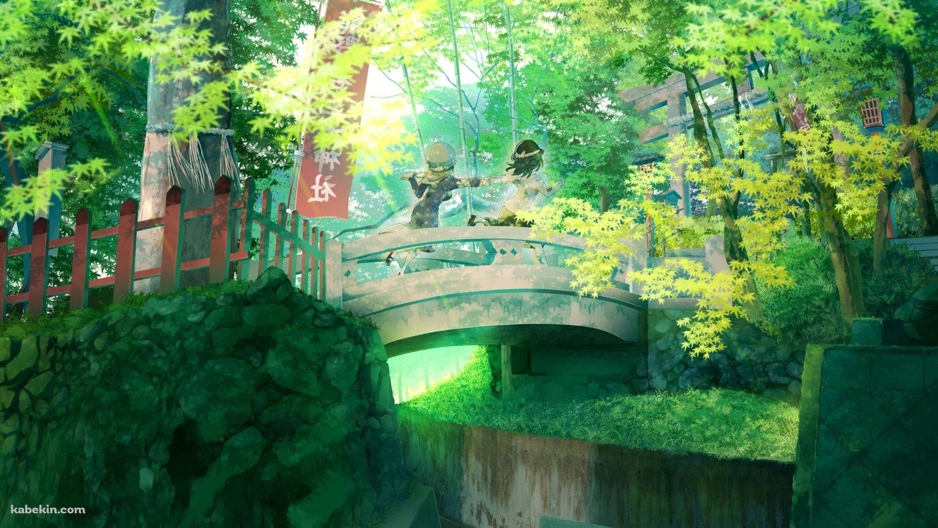 石の橋を渡る宇佐見蓮子とマエリベリー・ハーン / 東方の壁紙(1920px x 1080px) 高画質 PC・デスクトップ用
