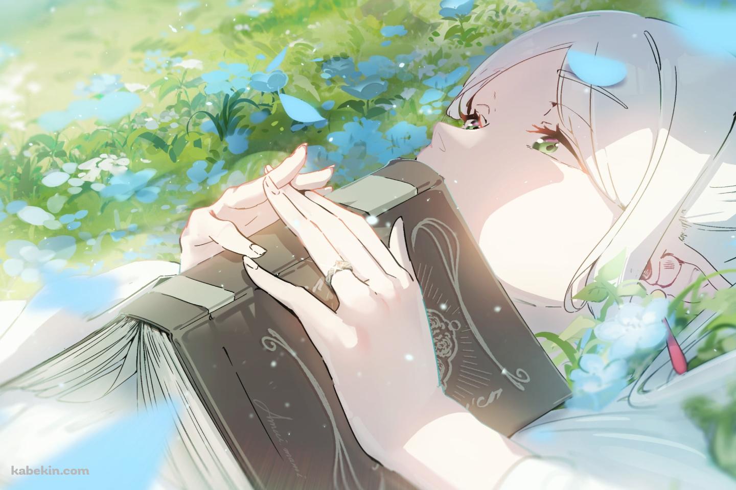 本を胸元に置き空を見上げるフリーレン / 葬送のフリーレンの壁紙(1440px x 960px) 高画質 PC・デスクトップ用