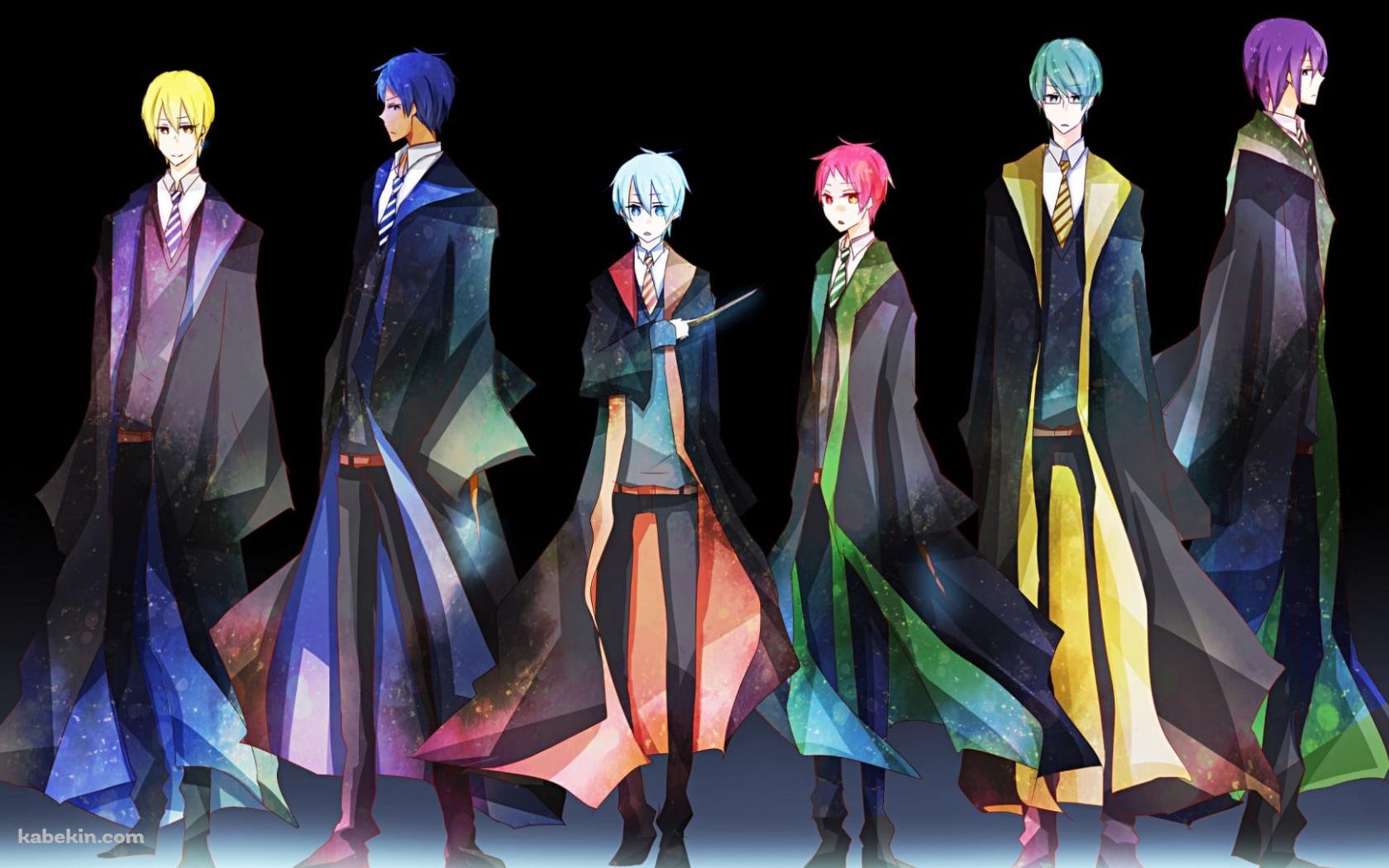 黒い衣装を着て立ち並ぶ黒子テツヤ / 青峰大輝 / 赤司征十郎 / 黄瀬 涼太 / 緑間 真太郎 / 紫原 敦 / ハリーポッター / 黒子のバスケの壁紙(1680px x 1050px) 高画質 PC・デスクトップ用