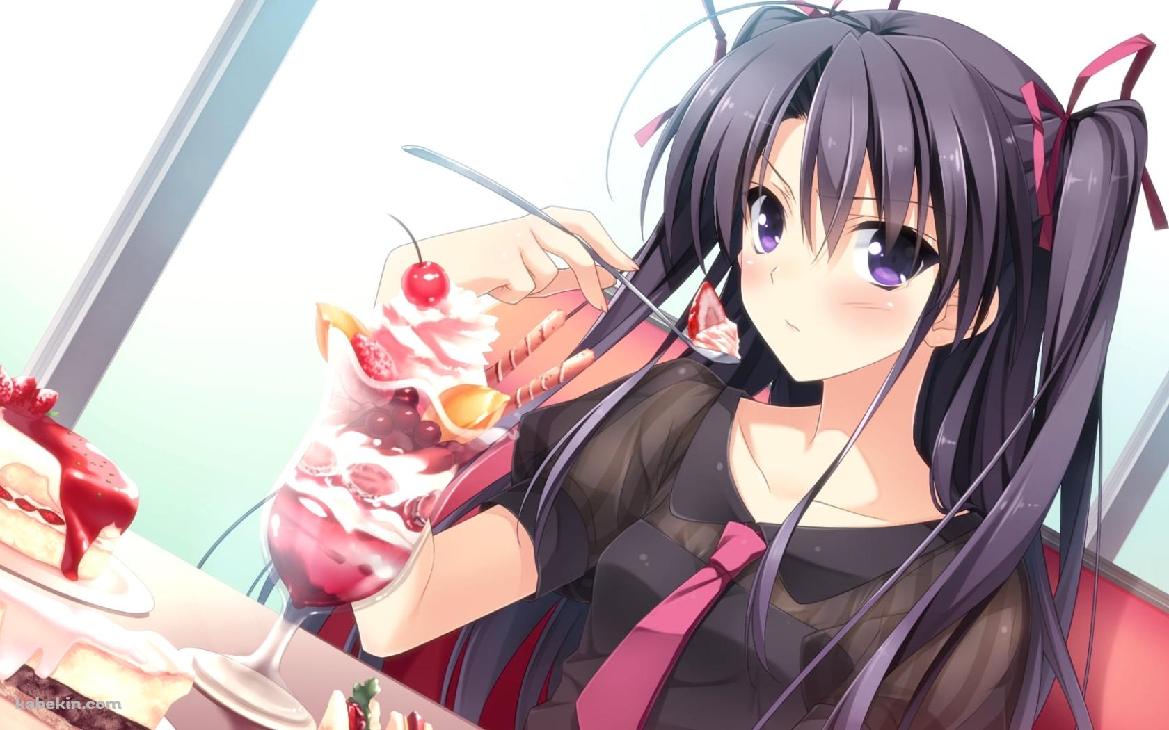 苺パフェを食べる森久保由那 / ベリーズの壁紙(1680px x 1050px) 高画質 PC・デスクトップ用