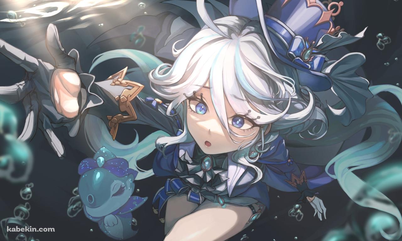 海中から手を伸ばすフリーナ / 原神の壁紙(1280px x 768px) 高画質 PC・デスクトップ用