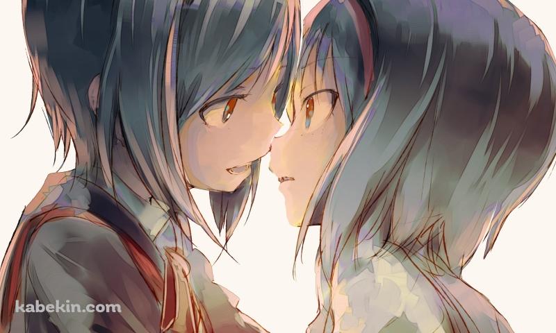 顔を近づける西園美魚と西園美鳥 / リトルバスターズ!の壁紙(800px x 480px) 高画質 PC・デスクトップ用