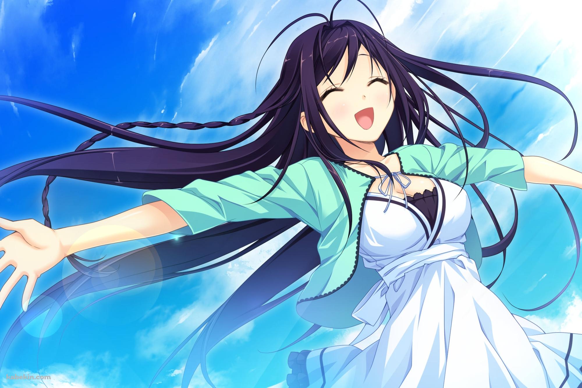 笑顔で両手を広げる幸崎羽海 / 恋する夏のラストリゾートの壁紙(2000px x 1333px) 高画質 PC・デスクトップ用