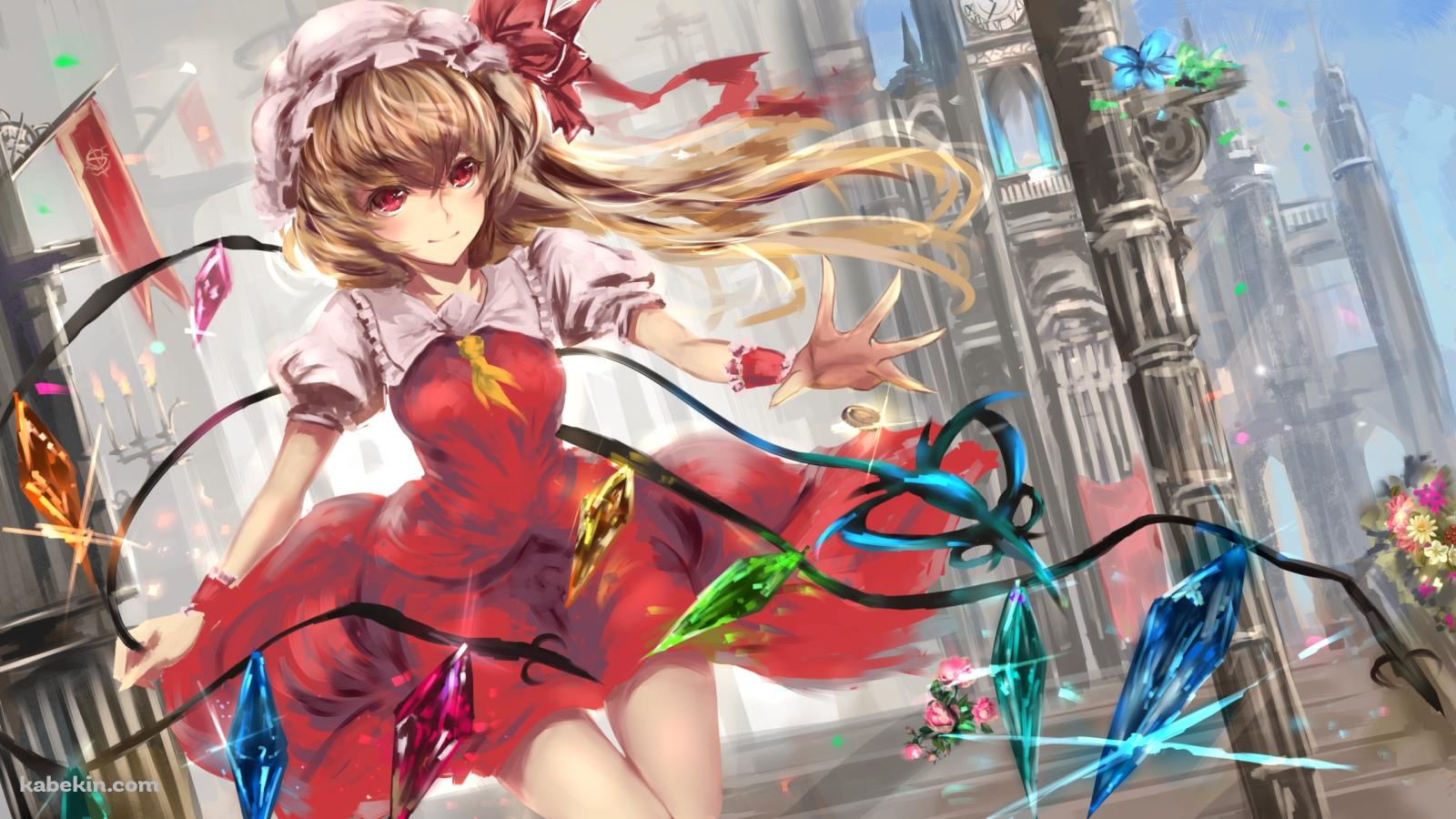 応戦するフランドール・スカーレット / カラフルな宝石 / 東方の壁紙(1600px x 900px) 高画質 PC・デスクトップ用
