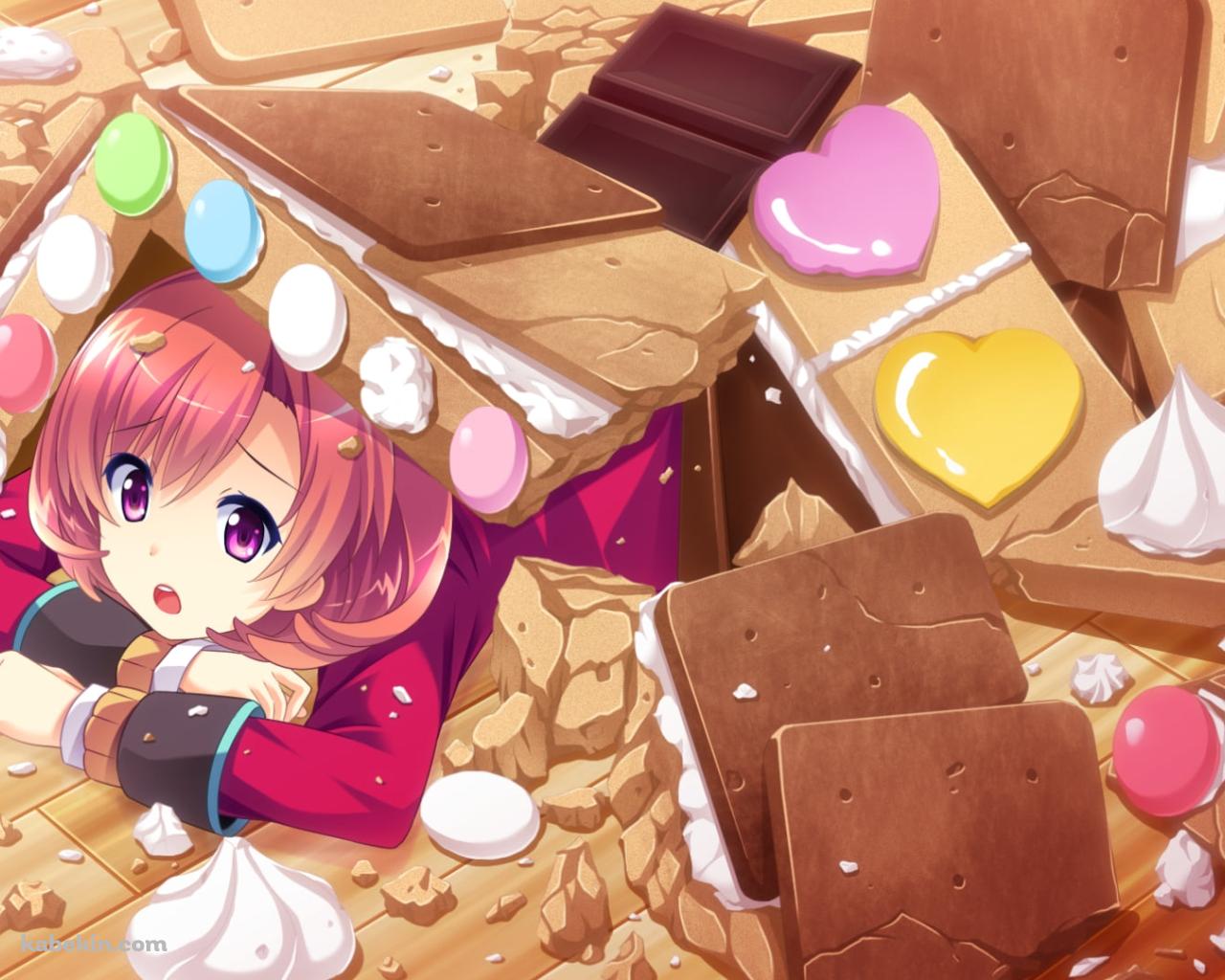 チョコレートに埋もれる山中くるみ / バカ燃えハートに愛をこめて!の壁紙(1280px x 1024px) 高画質 PC・デスクトップ用