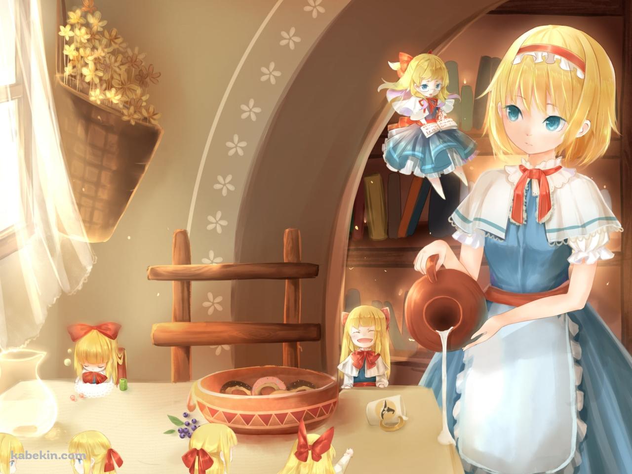 机に水を注ぐアリス・マーガトロイド / 東方の壁紙(1280px x 960px) 高画質 PC・デスクトップ用