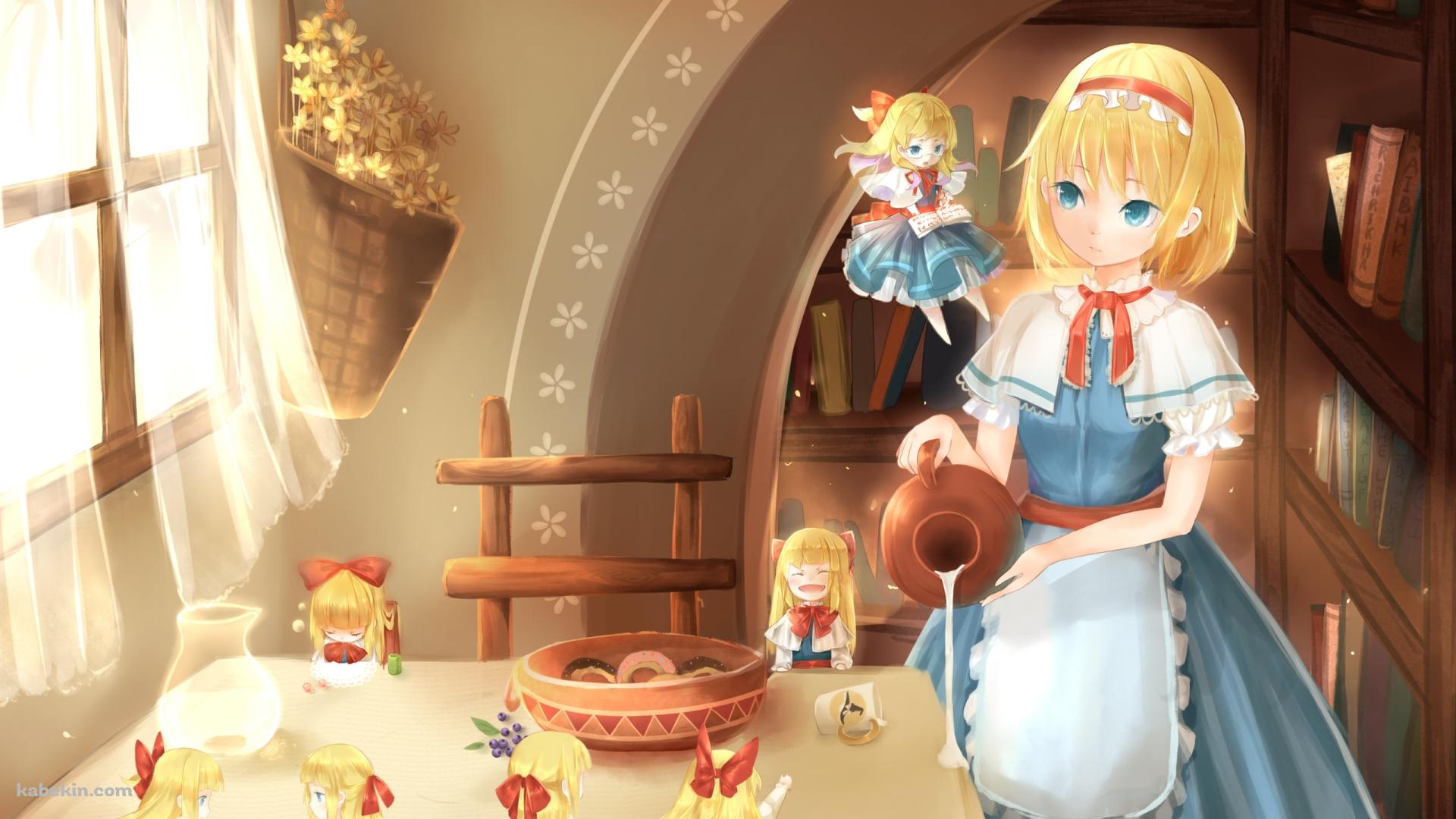 机に水を注ぐアリス・マーガトロイド / 東方の壁紙(1920px x 1080px) 高画質 PC・デスクトップ用