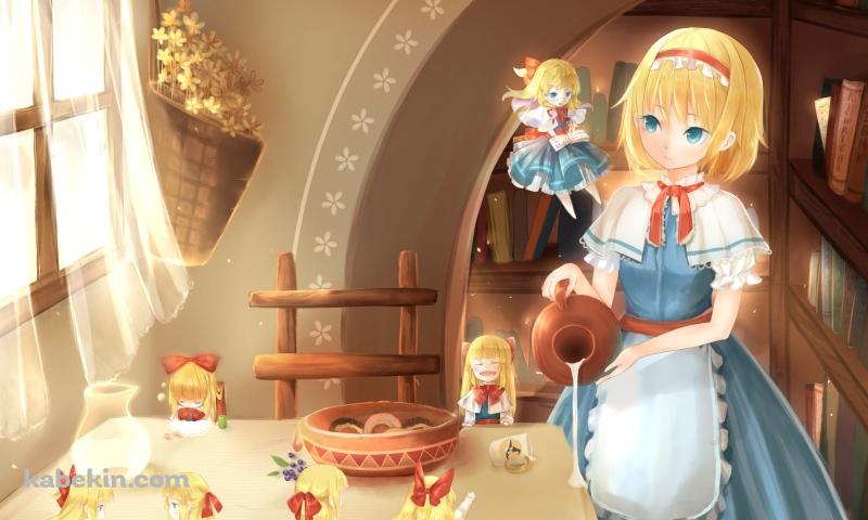 机に水を注ぐアリス・マーガトロイド / 東方の壁紙(800px x 480px) 高画質 PC・デスクトップ用
