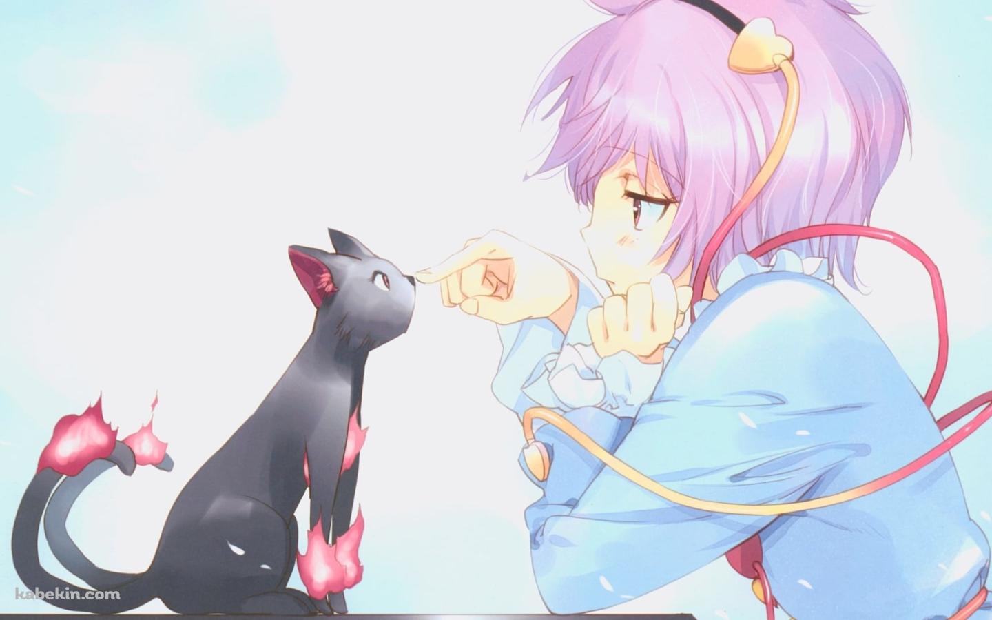 火焔猫燐に指をあてる古明地さとり / 東方の壁紙(1440px x 900px) 高画質 PC・デスクトップ用
