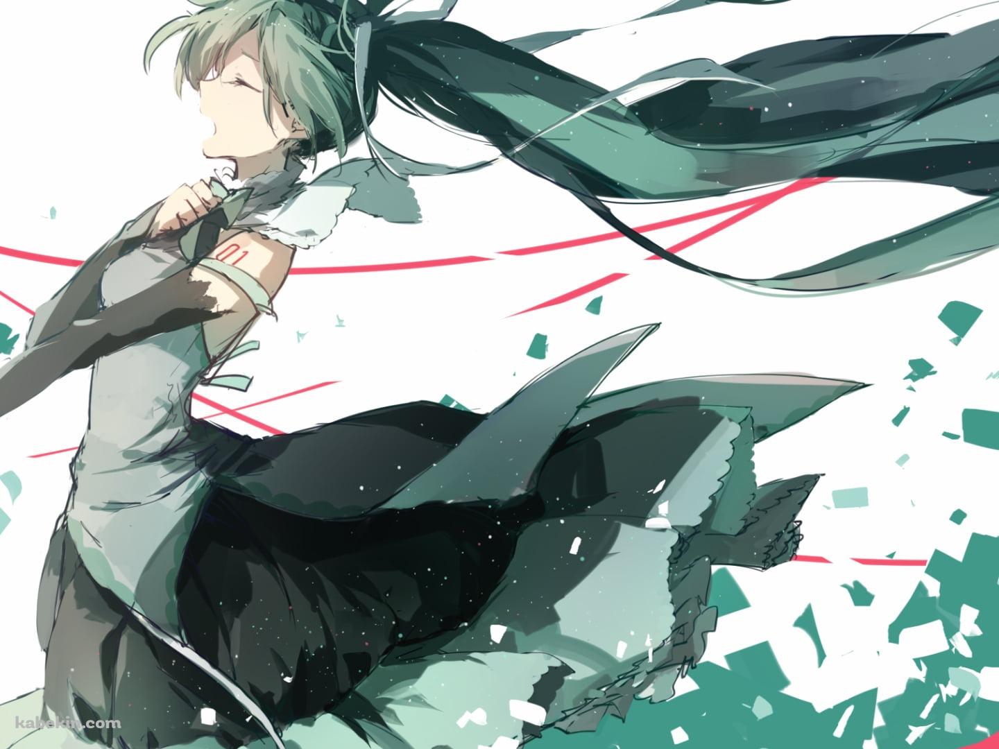 胸に手をあてて歌う初音ミク / ラフスケッチ / ボカロの壁紙(1440px x 1080px) 高画質 PC・デスクトップ用