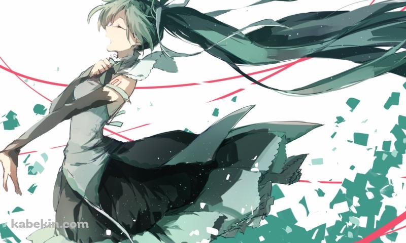 胸に手をあてて歌う初音ミク / ラフスケッチ / ボカロの壁紙(800px x 480px) 高画質 PC・デスクトップ用