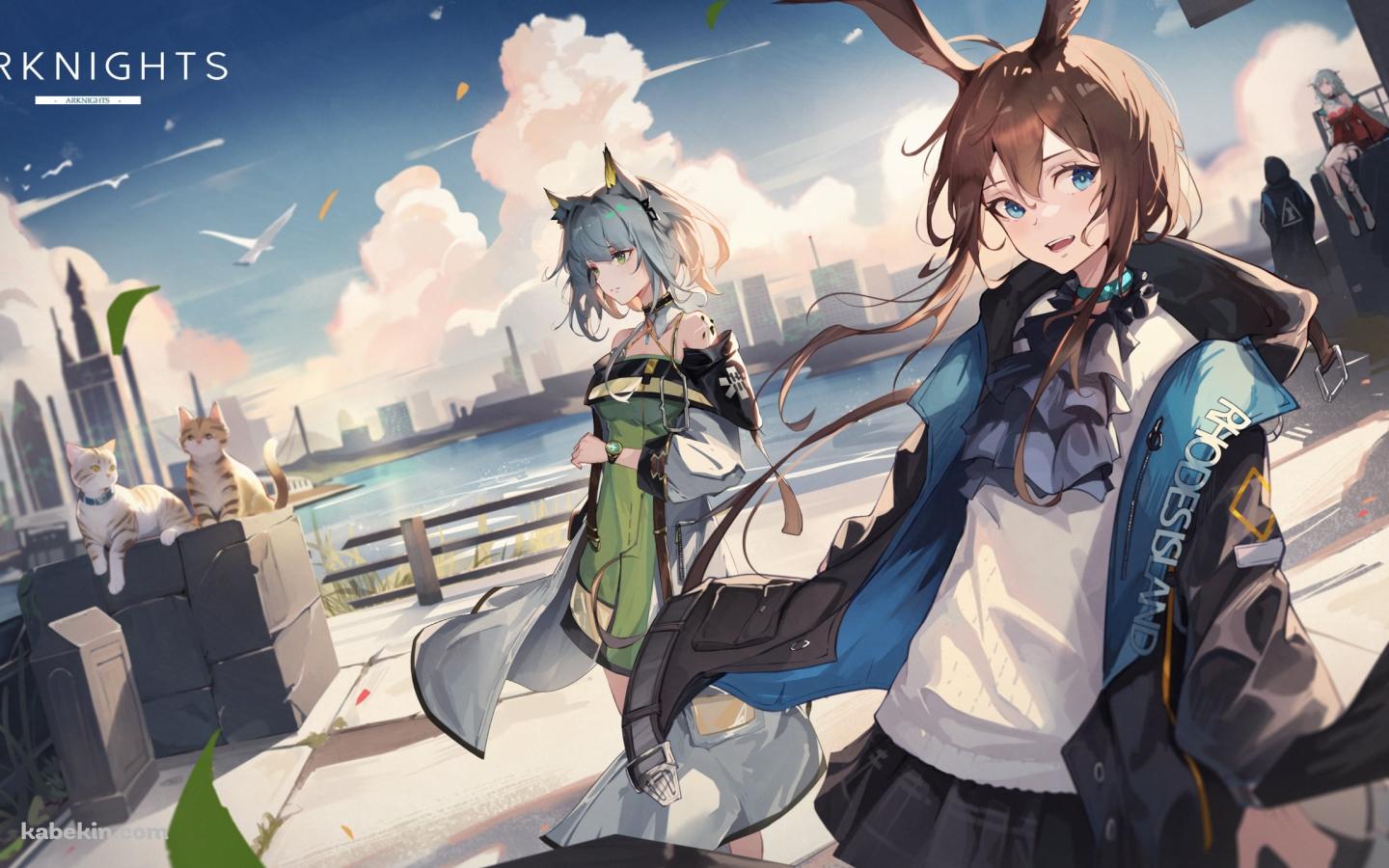 海の近くに佇むアーミヤ / スカジ / ケルシー / ドクター / アークナイツの壁紙(1440px x 900px) 高画質 PC・デスクトップ用