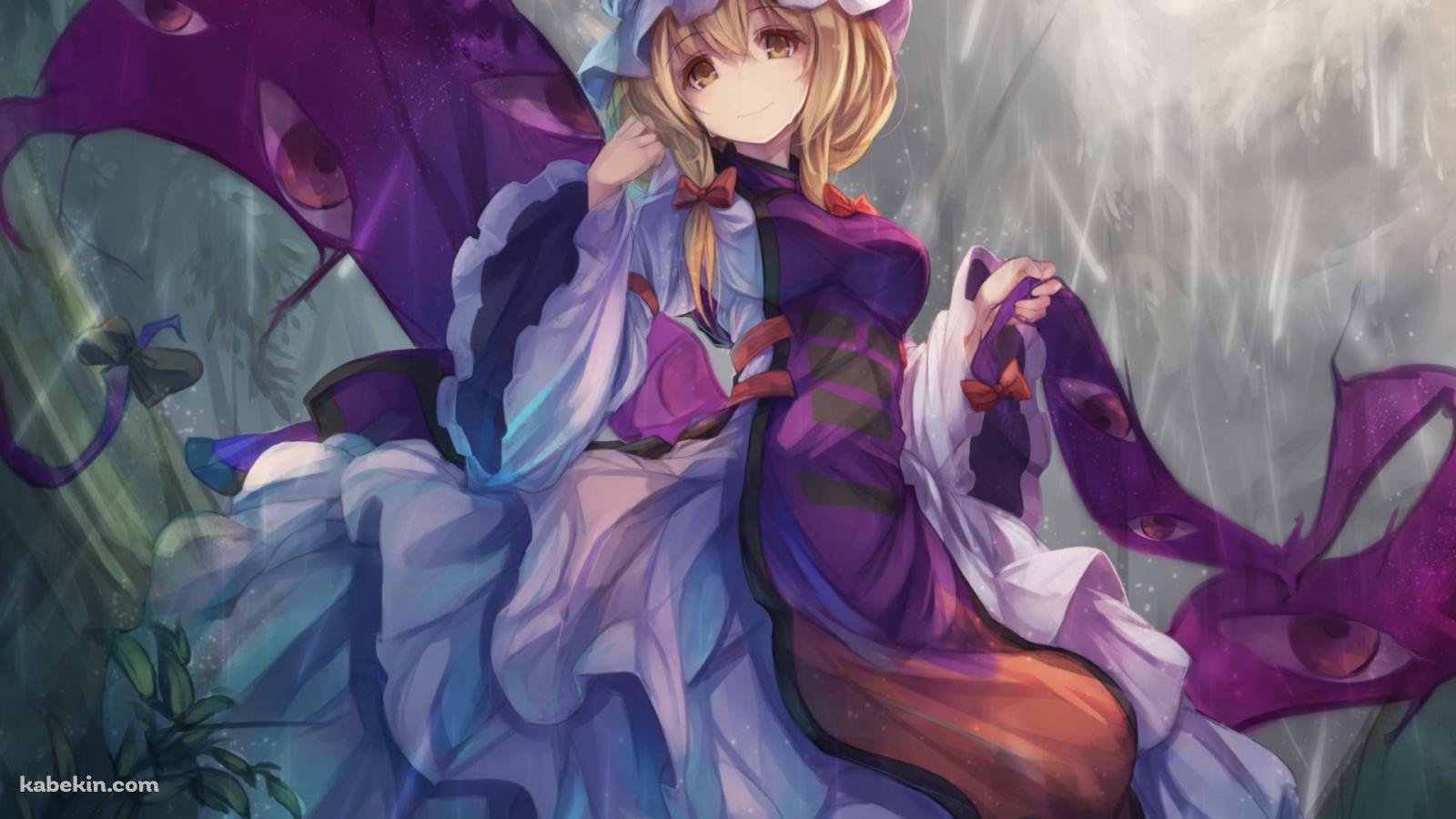 紫の服を着た八雲紫 / 東方の壁紙(1600px x 900px) 高画質 PC・デスクトップ用