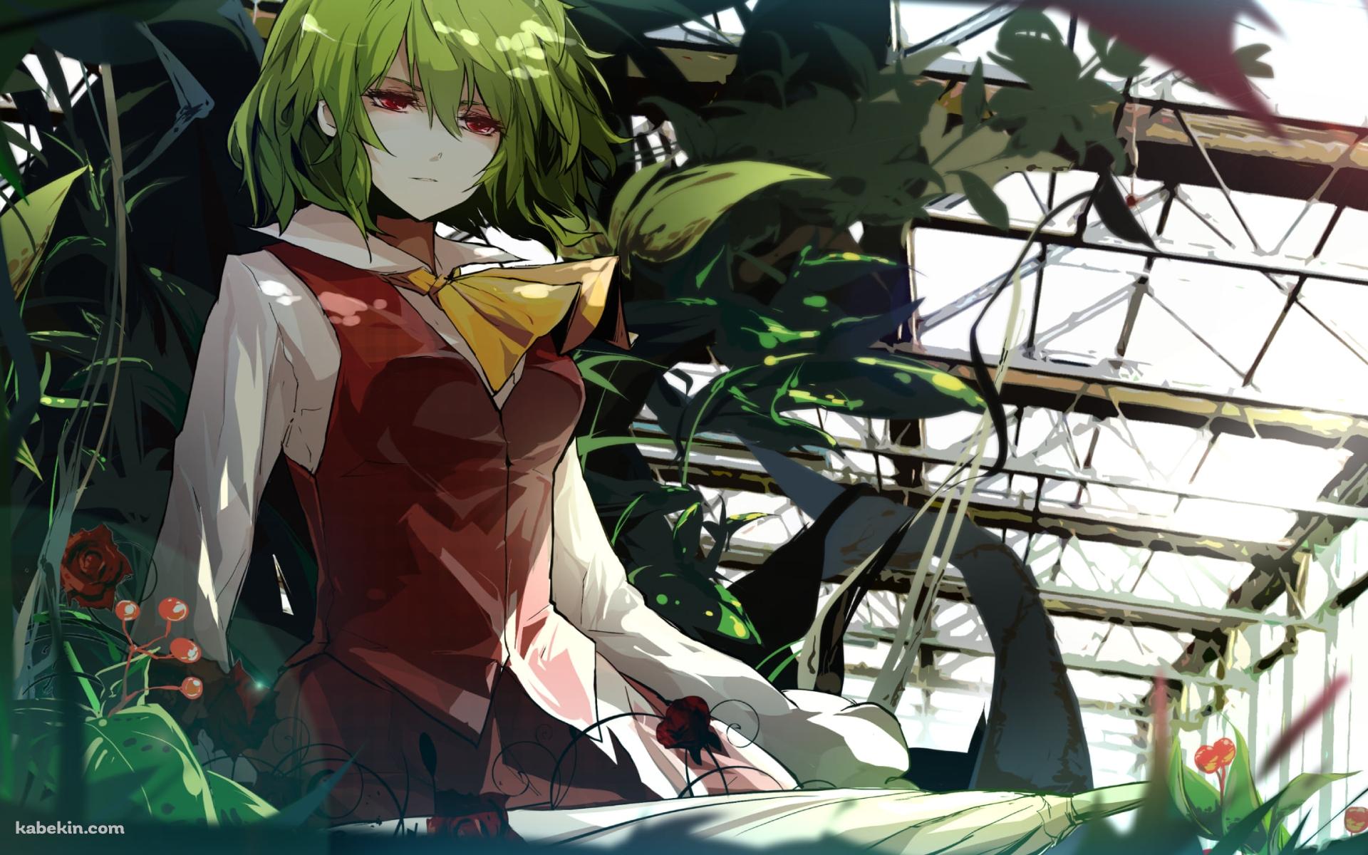 赤い薔薇・緑の草木と風見幽香 / 東方の壁紙(1920px x 1200px) 高画質 PC・デスクトップ用