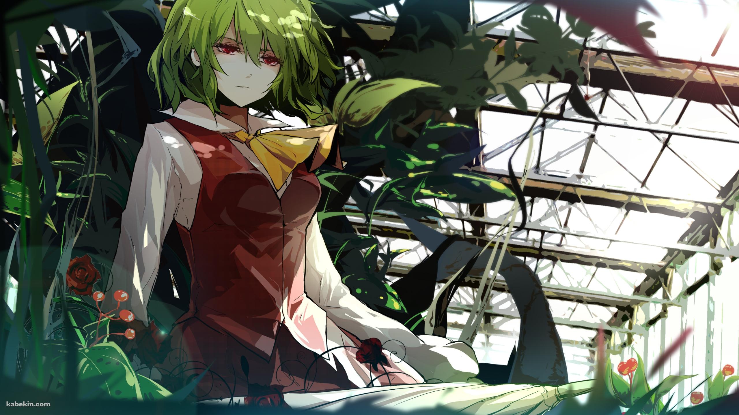 赤い薔薇・緑の草木と風見幽香 / 東方の壁紙(2560px x 1440px) 高画質 PC・デスクトップ用
