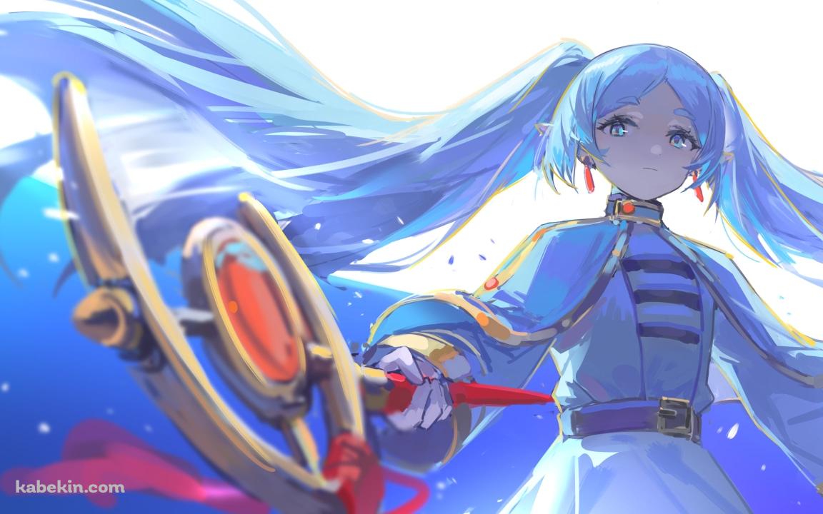 大きな月の下、赤い杖をかざすフリーレン / 葬送のフリーレンの壁紙(1152px x 720px) 高画質 PC・デスクトップ用