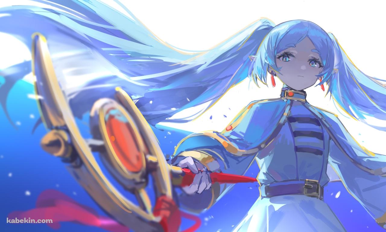 大きな月の下、赤い杖をかざすフリーレン / 葬送のフリーレンの壁紙(1280px x 768px) 高画質 PC・デスクトップ用