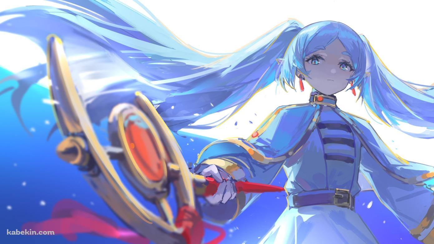 大きな月の下、赤い杖をかざすフリーレン / 葬送のフリーレンの壁紙(1391px x 783px) 高画質 PC・デスクトップ用