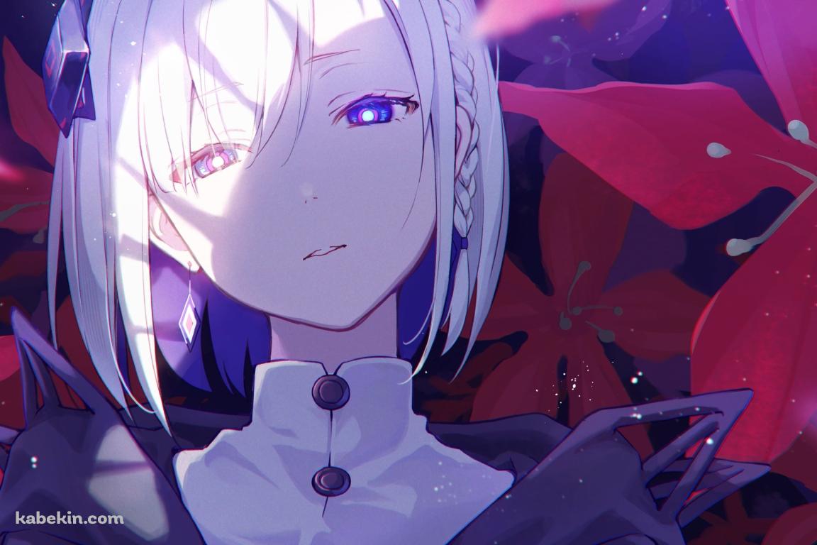 赤い花と冷ややかな視線を送る裏命 / CeVIO AIの壁紙(1152px x 768px) 高画質 PC・デスクトップ用