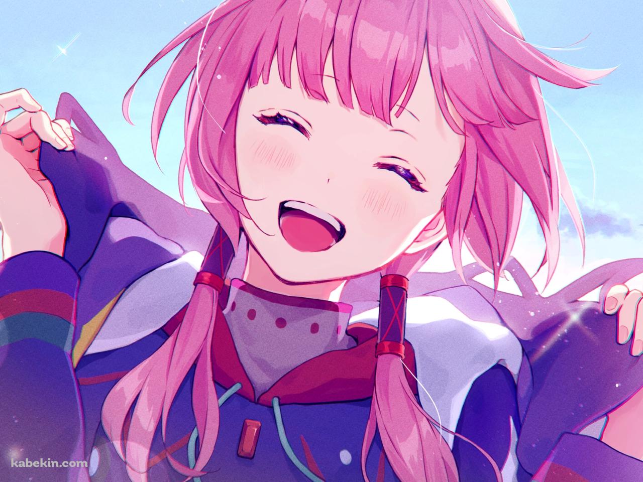 襟を持ち笑顔の花譜 / バーチャルYouTuberの壁紙(1280px x 960px) 高画質 PC・デスクトップ用