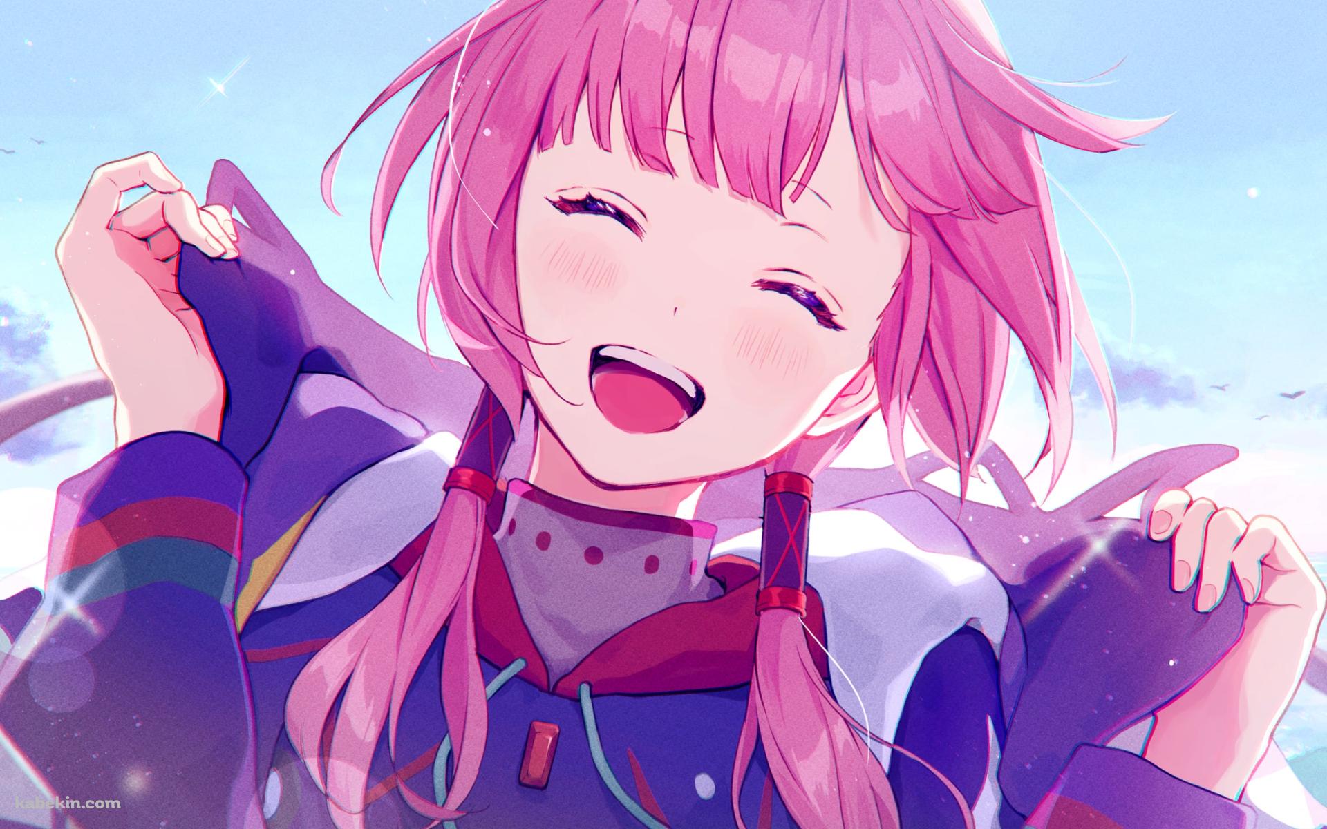 襟を持ち笑顔の花譜 / バーチャルYouTuberの壁紙(1920px x 1200px) 高画質 PC・デスクトップ用