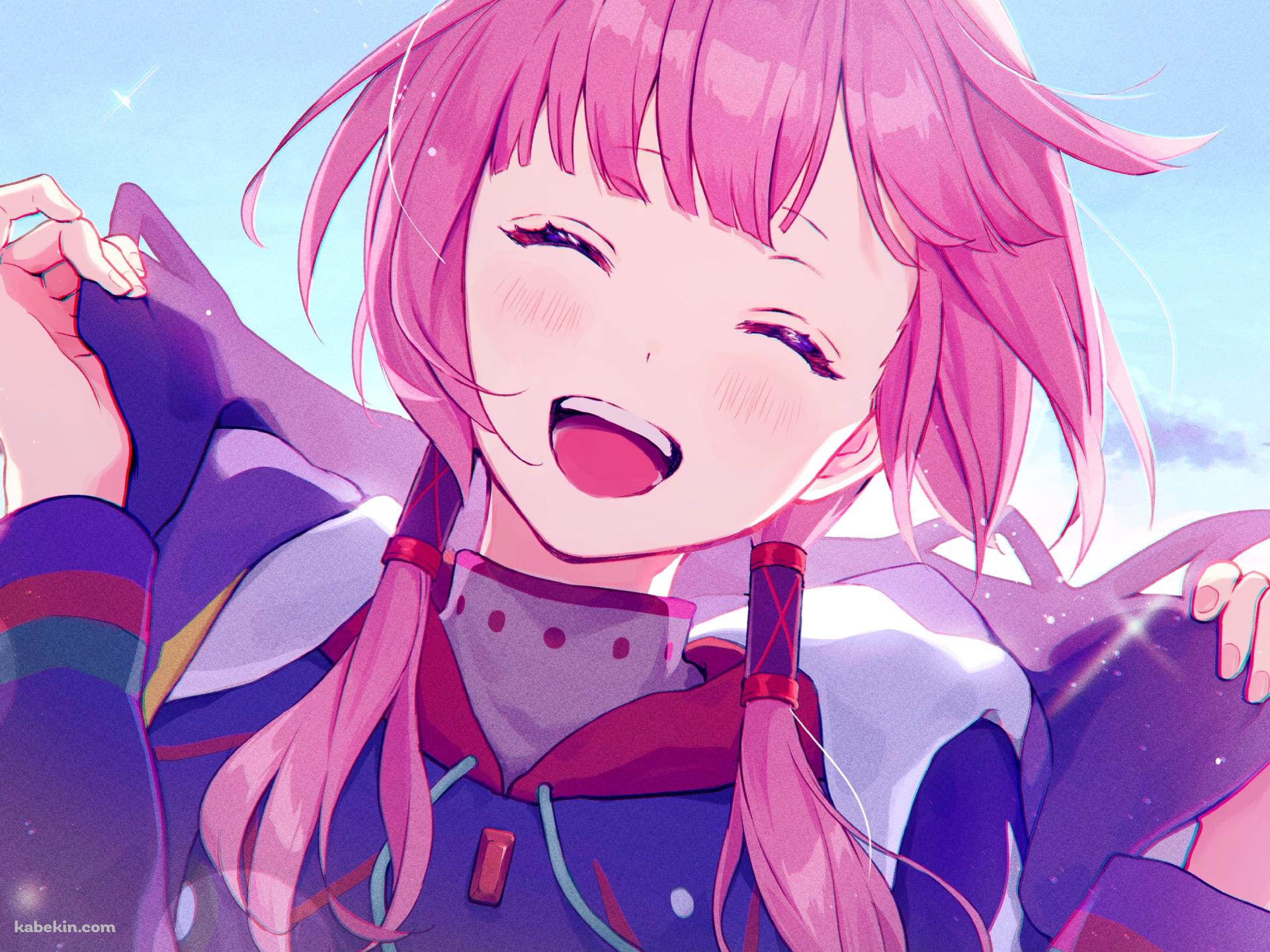襟を持ち笑顔の花譜 / バーチャルYouTuberの壁紙(1920px x 1440px) 高画質 PC・デスクトップ用