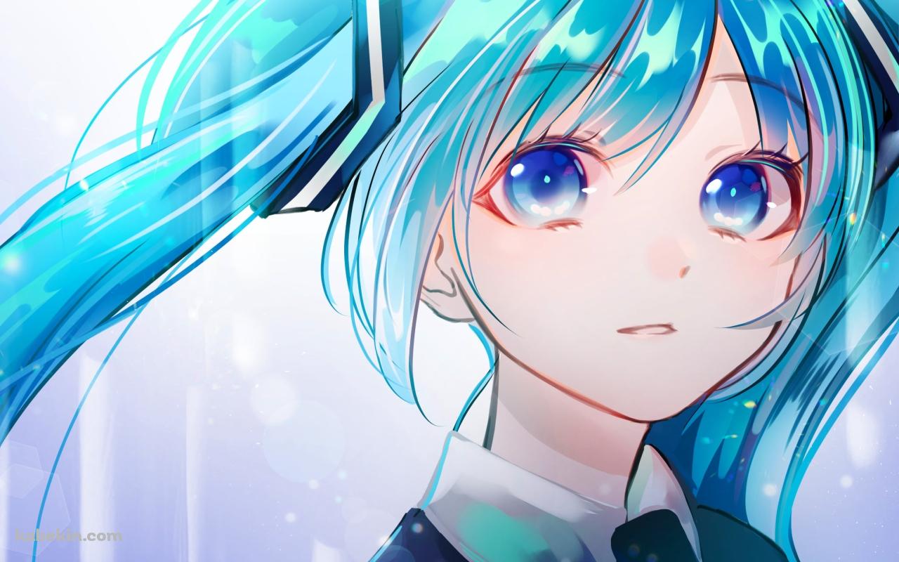 クリクリした青い瞳の初音ミク / ボーカロイドの壁紙(1280px x 800px) 高画質 PC・デスクトップ用