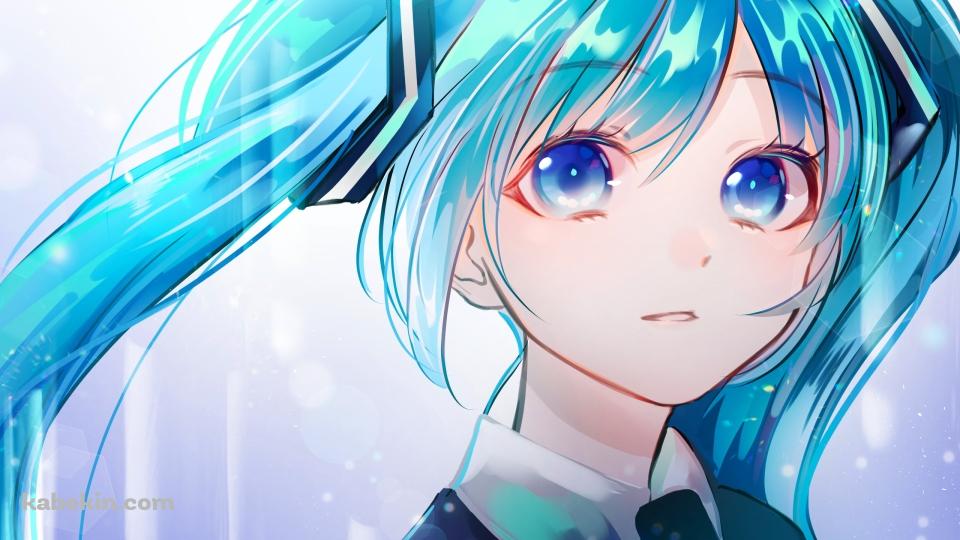 クリクリした青い瞳の初音ミク / ボーカロイドの壁紙(960px x 540px) 高画質 PC・デスクトップ用