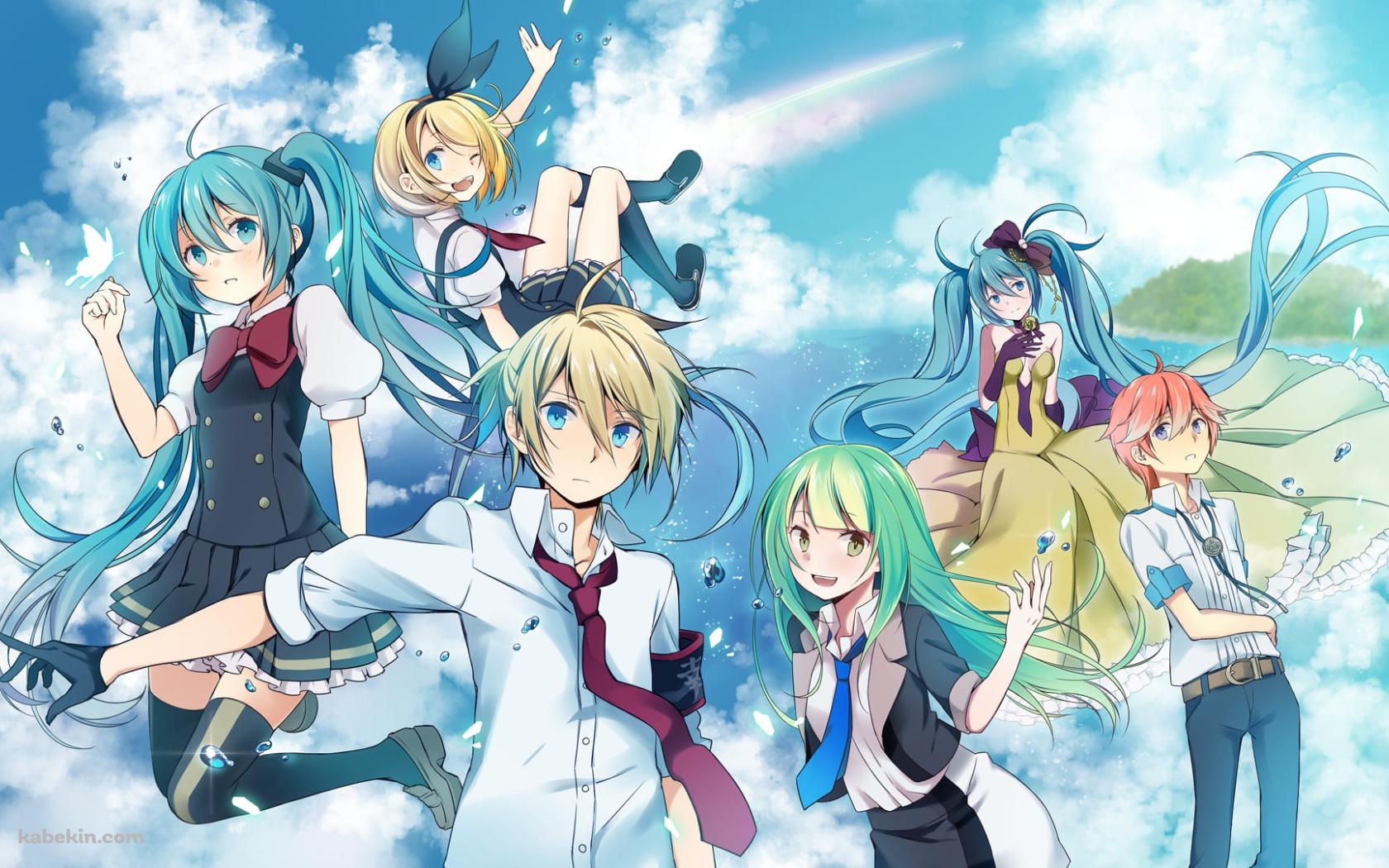空飛ぶ初音ミク・鏡音リン・鏡音レン / ボーカロイドの壁紙(1680px x 1050px) 高画質 PC・デスクトップ用