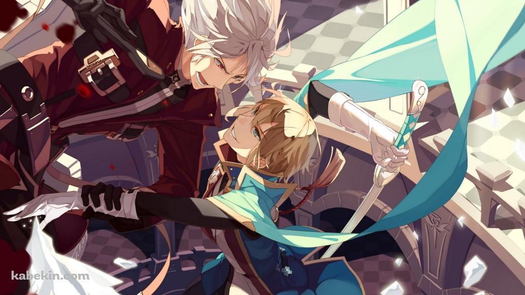 ジン=キサラギ VS ラグナ=ザ=ブラッドエッジ / ブレイブルーの壁紙(1024px x 576px) 高画質 PC・デスクトップ用