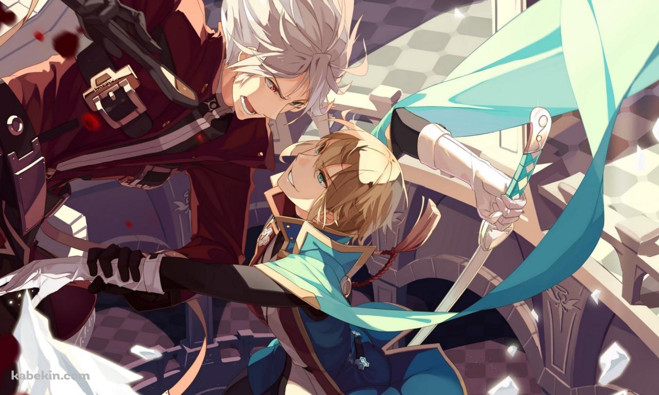 ジン=キサラギ VS ラグナ=ザ=ブラッドエッジ / ブレイブルーの壁紙(1280px x 768px) 高画質 PC・デスクトップ用