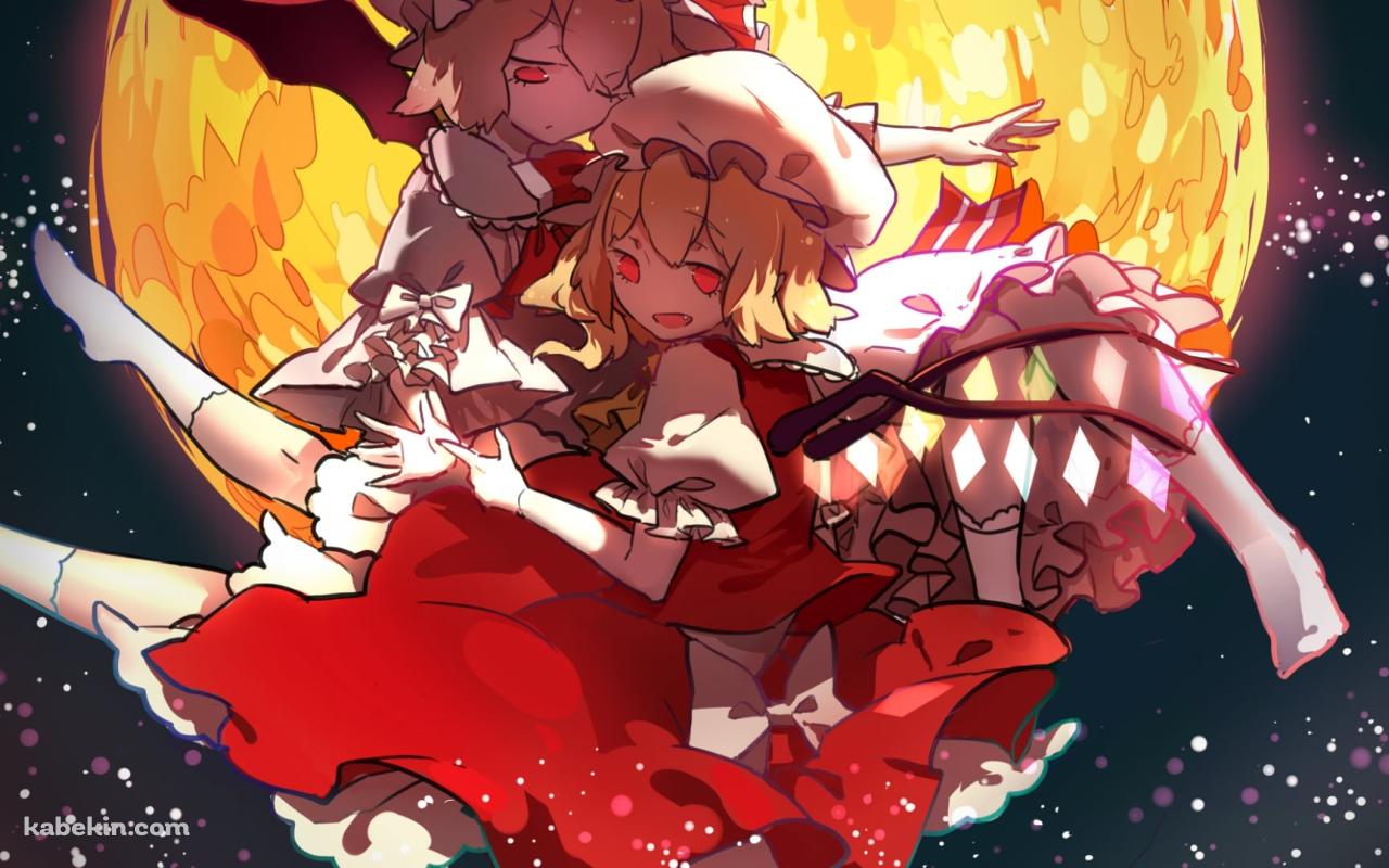 荒いタッチで描かれたレミリア・スカーレットとフランドール・スカーレット / 東方の壁紙(1280px x 800px) 高画質 PC・デスクトップ用