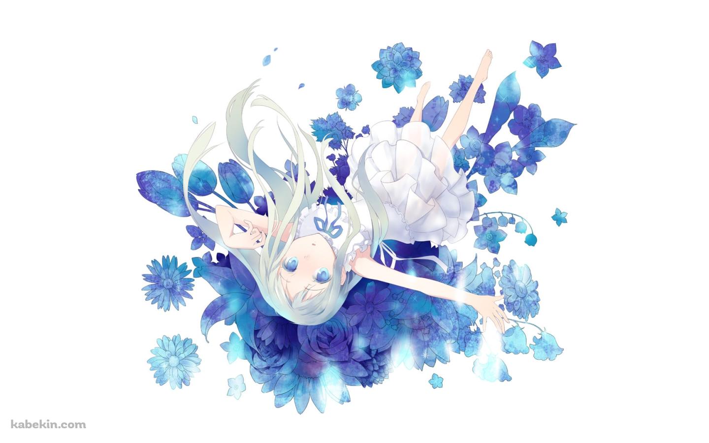 青い花と逆さまの本間芽衣子 / あの日見た花の名前を僕達はまだ知らない。  / あの花の壁紙(1440px x 900px) 高画質 PC・デスクトップ用