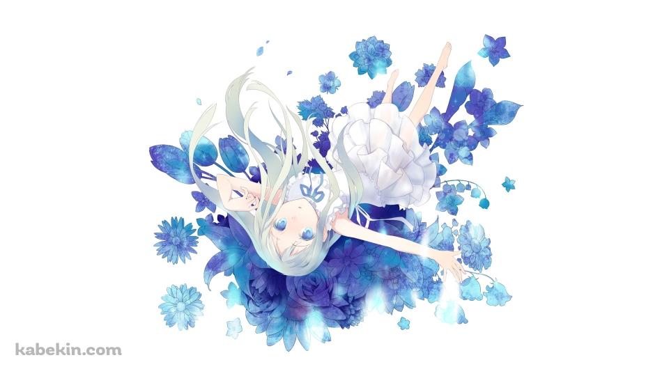 青い花と逆さまの本間芽衣子 / あの日見た花の名前を僕達はまだ知らない。  / あの花の壁紙(960px x 540px) 高画質 PC・デスクトップ用