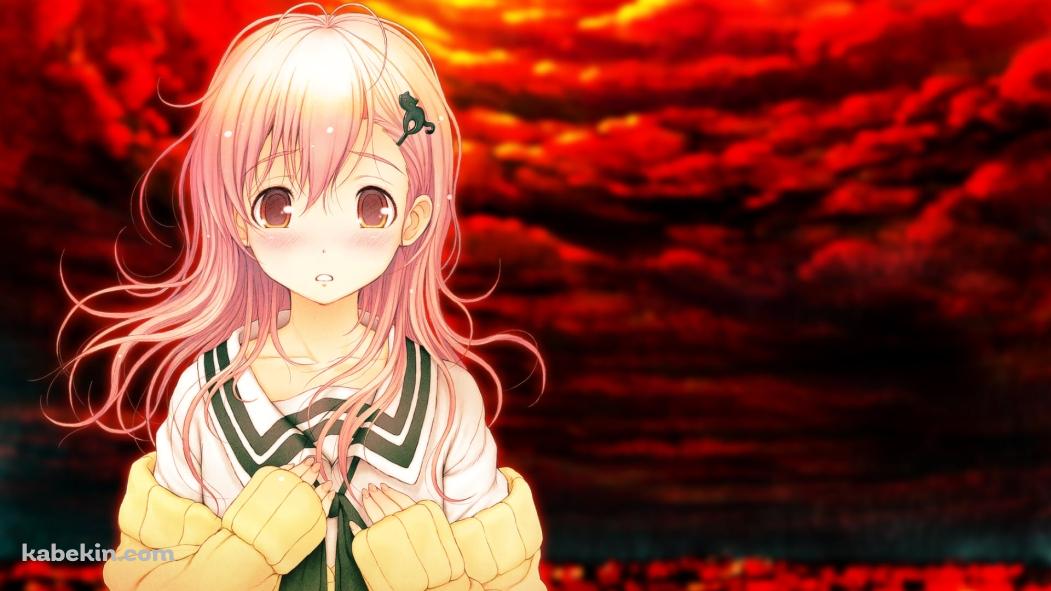 胸元に手をあてる向日アオイ / 君と彼女と彼女の恋。の壁紙(1051px x 591px) 高画質 PC・デスクトップ用