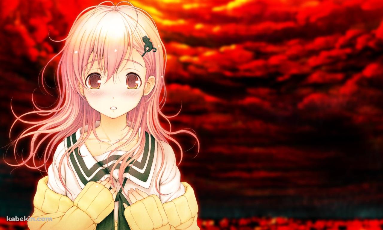 胸元に手をあてる向日アオイ / 君と彼女と彼女の恋。の壁紙(1280px x 768px) 高画質 PC・デスクトップ用